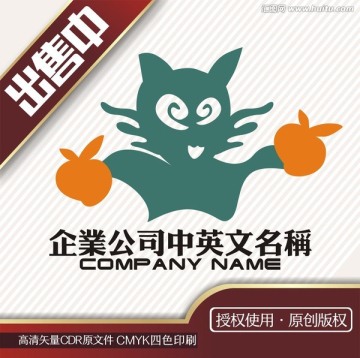 水果猫卡通logo标志