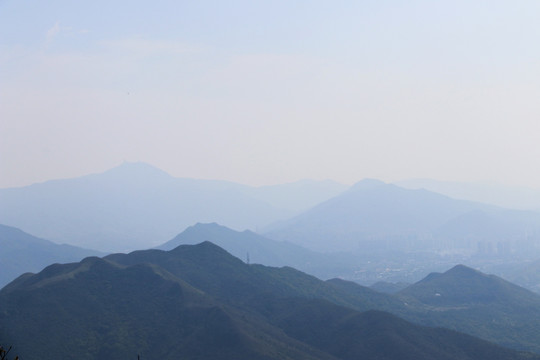 远山 天山 天池 杉树 云雾