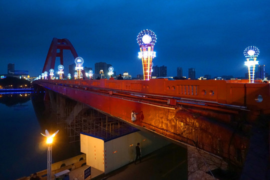 德阳彩虹桥 德阳城市夜景