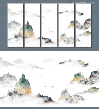 新中式抽象创意山水装饰画