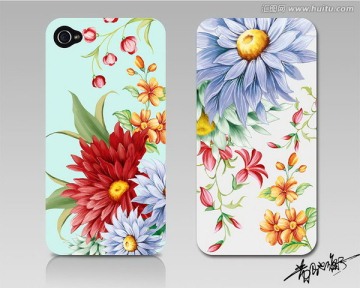 手绘花卉 水彩 手机壳 图案