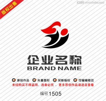 字母HJ抽象人物火炬logo