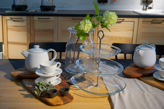 厨房陈设 茶具 玻璃果盘