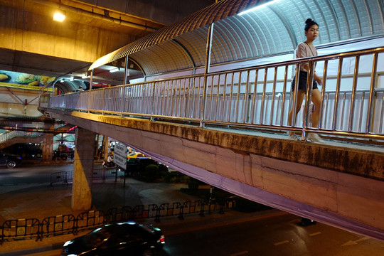 曼谷 夜景 街道 城市 社区