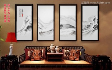 水墨画 创意山水画 平面图