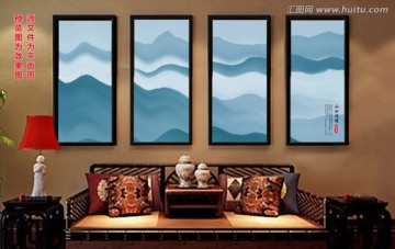 水墨画 创意山水画 平面图