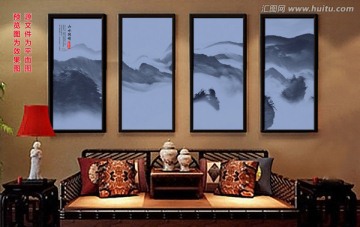 水墨画 创意山水画 平面图