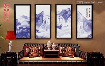 水墨画 创意山水画 平面图