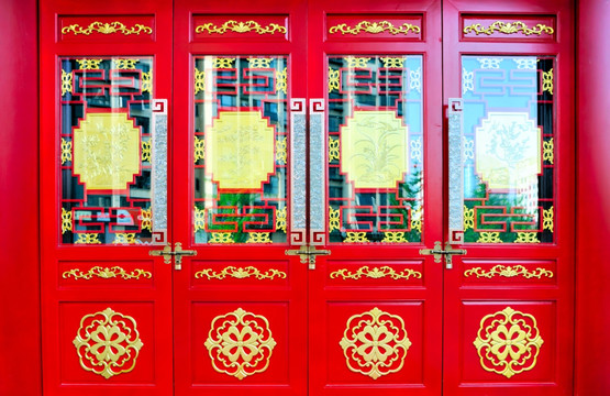 中式雕花木门高清图