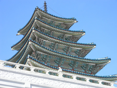 韩国故宫建筑外观 五重檐屋顶