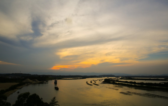 河流 丹江 日落