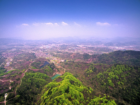 浙江兰溪转轮岩山峰山路航拍