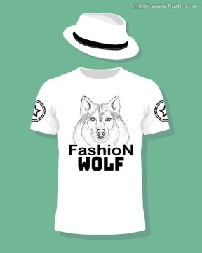 狼头T恤款式图设计