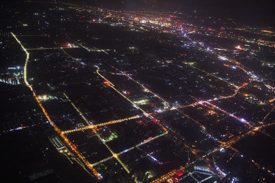 俯瞰西安城市夜景