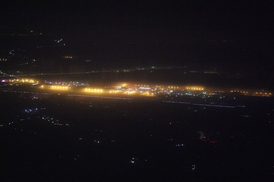 西安机场夜景全景俯瞰