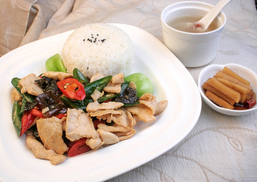 五彩什蔬鸡片套餐