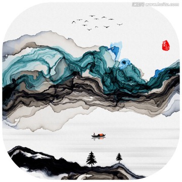 抽象意境水墨画 新中式抽象水墨