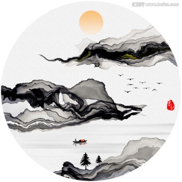 禅境水墨画 抽象意境水墨挂画