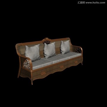 中式沙发3dmax模型素材