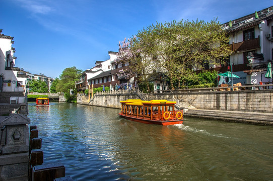 江南古镇水乡秦淮河桃叶渡风景