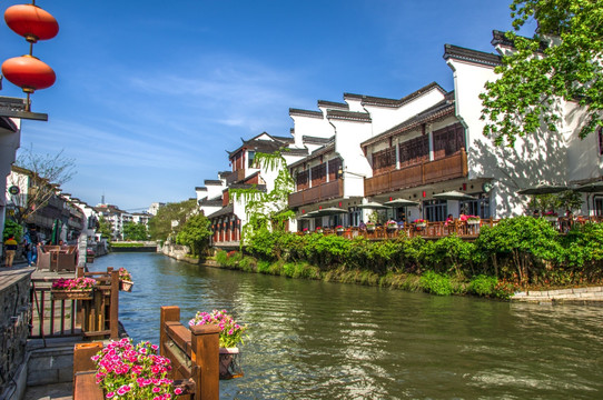 江南古镇水乡秦淮河桃叶渡风景