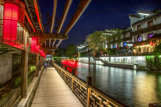 水乡古镇南京秦淮河桃叶渡夜景