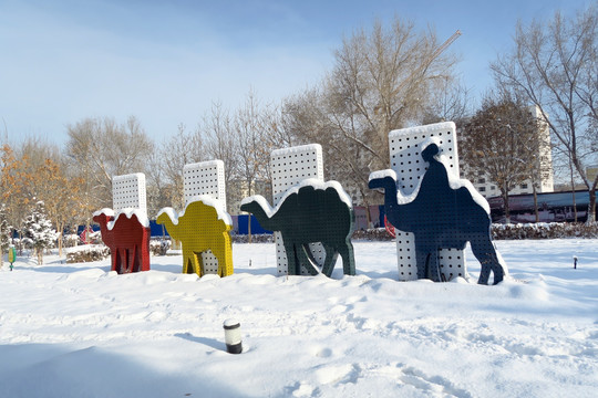 雪后公园 城市雕塑