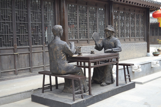茶馆雕塑