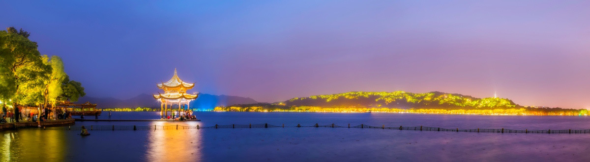 杭州西湖风光夜景 大画幅