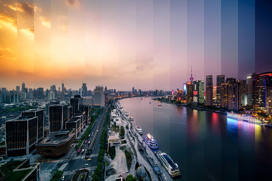 上海外滩城市风光 时间切片