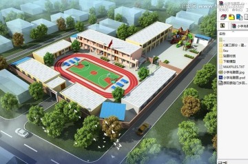 小学鸟瞰图3d模型下载