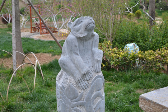 石猴 十二生肖石雕 雕塑