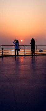 邮轮 夕阳 海景