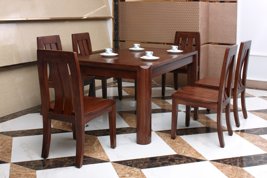 核桃木楸木餐桌餐椅实木家具