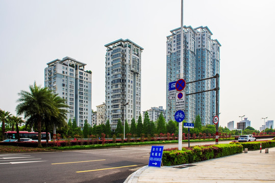 城市道路 高楼大厦 住宅区