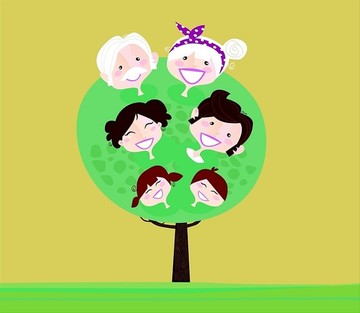 家庭关系树插画