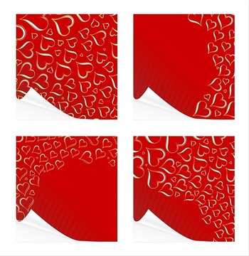 四款红色可爱情人节卡片