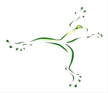 绿色青蛙跳跃矢量插图