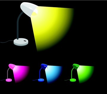 设置4种不同颜色的台灯插图