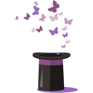 魔法帽子和蝴蝶矢量图