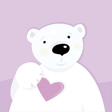 北极熊拿着爱心