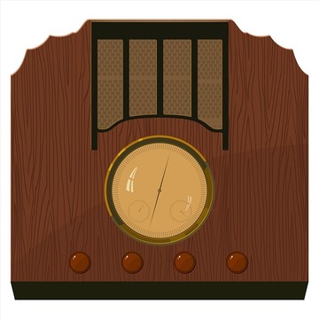 木箱中的老式收音机矢量图