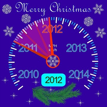 新年仪表板上的2012个计数器