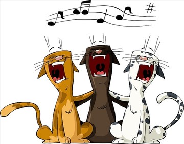 唱歌的猫咪矢量插画