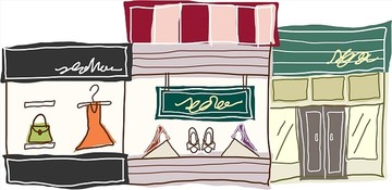 服装店橱窗矢量插画