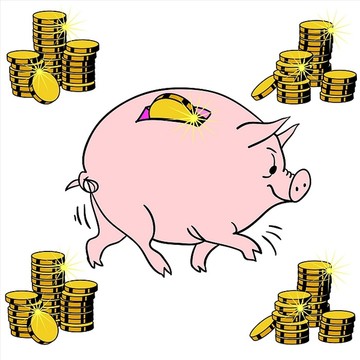 小猪储钱罐和硬币