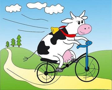 骑自行车的奶牛