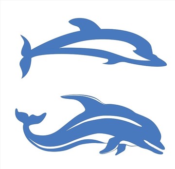 两只海豚矢量图