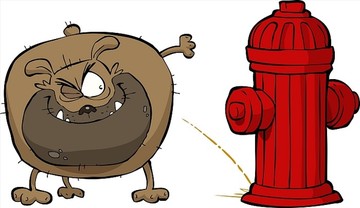 卡通狗尿在消火栓矢量插画