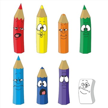 卡通情感铅笔集颜色